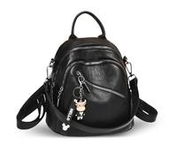 NICOLE & DORIS Mochila para Mujer Antirrobo Pequeña Bolso Mochila PU Cuero Mini Mochila Antirrobo Impermeable Daypack Mochilas de de Vacaciones Viaje Negro D