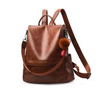 NICOLE & DORIS Mochila para Mujer de Moda de Piel sintética Impermeable Bolsa de Viaje Bolso para Damas de Gran Capacidad antirrobo marrón