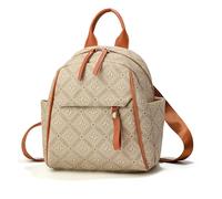 NICOLE & DORIS Mochila Pequeña Mujer Ligera Bolso Mochila PU Cuero Daypack Mini Mochila Antirrobo Impermeable Mochila de de Vacaciones Viaje Beige Estampado