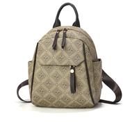 NICOLE & DORIS Mochila Pequeña Mujer Ligera Bolso Mochila PU Cuero Daypack Mini Mochila Antirrobo Impermeable Mochila de de Vacaciones Viaje Caqui Estampado