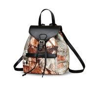 NICOLE & DORIS Mochila Pequeña Mujer Mochilas Estampadas Bolso Mochila Antirrobo Mini Mochila in Cuero PU para Viaje Universidad Trabaj Negro
