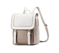 NICOLE & DORIS Mochilas Casual,Bolsa Moda Escolar Mujer Backpack Elegante Impermeable Cuero Pu para Salir Escuela Trabajo Viaje Blanco roto