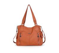 NICOLE&DORIS Moda Grande Bolsos de Mujer Bolso Señora Tote,Bolso de Hombro de Suave PU Cuero Bolso Bandolera bolsa de trabajo Cafe