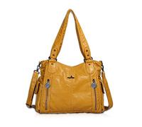 NICOLE&DORIS Moda Grande Bolsos de Mujer Bolso Señora Tote,Bolso de Hombro de Suave PU Cuero Bolso Bandolera bolsa de trabajo Amarillo