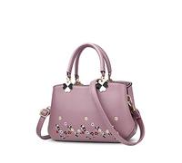 NICOLE&DORIS Mujer Flores Parte superior Handle Bolsos Bolsa de hombro Bolso de Crossbody Totalizador Señoras Cartera PU Cuero Flor Púrpura