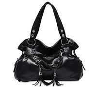 Nicole&Doris Nueva Suave de la Franja de la Borla del Bolso de totalizadores del Hombro Crossbody Bolsos del Mensajero del Monedero del Cuero de la PU Bolso de Las Mujeres Negro