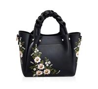 NICOLE & DORIS Sac à Main de Exquis Bolso de Hombro Avec Broderie Bolso Bandolera para Mujer Bolso Señoras Tote Mode Bolsos de Asa Superior Negro
