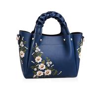 NICOLE & DORIS Sac à Main de Exquis Bolso de Hombro Avec Broderie Bolso Bandolera para Mujer Bolso Señoras Tote Mode Bolsos de Asa Superior Azul Marino