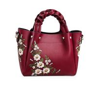 NICOLE & DORIS Sac à Main de Exquis Bolso de Hombro Avec Broderie Bolso Bandolera para Mujer Bolso Señoras Tote Mode Bolsos de Asa Superior Vino Tinto