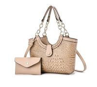 NICOLE & DORIS Set Bolso Mujer Bolsos de Cocodrilo Bolso de Mano con Monedero Bolso Bandolera Cuero PU Bolso de Hombro para Viajes Compras Trabajo Caqui