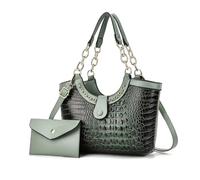 NICOLE & DORIS Set Bolso Mujer Bolsos de Cocodrilo Bolso de Mano con Monedero Bolso Bandolera Cuero PU Bolso de Hombro para Viajes Compras Trabajo Verde