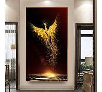 Nicole Knupfer 5D Diamant Painting Set, Goldener Phönix DIY Redondo diamante, Phönix Pholerei Stickpackungen, Kreuzstich Arts Craft para Home Wand Decor, 60 x 120 cm