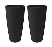 Nicoli Macetero alto Style 36 x 70 cm de altura, interior y exterior, base extraíble (2 unidades, 36 x 70 cm, antracita)