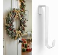 Nicoman Colgador de corona de metal para puerta, gancho sobre la puerta, soporte de decoración de Navidad, 38 cm de longitud (blanco)