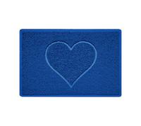 Nicoman Corazón - Felpudo Logotipo en Relieve Rizos de Vinilo Entrada Bienvenido Lavable Alfombra - (Usar en Interiores y Exteriores), Pequeño (60x40cm), Azul