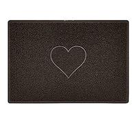 Nicoman Corazón - Felpudo Logotipo en Relieve Rizos de Vinilo Entrada Bienvenido Lavable Alfombra - (Usar en Interiores y Exteriores), Grande (90x60cm), Marrón