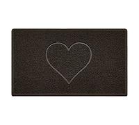 Nicoman Corazón - Felpudo Logotipo en Relieve Rizos de Vinilo Entrada Bienvenido Lavable Alfombra - (Úselo Solo en Exteriores), Medio (75x44cm), Marrón