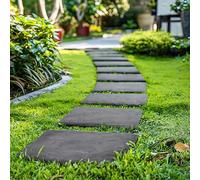 Nicoman Escalones cuadrados de goma reciclada con efecto mármol, 30 x 30 x 2,5 cm, resistentes al uso, azulejos para caminos al aire libre (grafito, juego de 10)