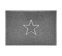 Nicoman Estrella - Felpudo Logotipo en Relieve Rizos de Vinilo Entrada Bienvenido Lavable Alfombra - (Úselo Solo en Exteriores), Grande (90x60cm), Gris
