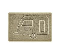 Nicoman Felpudo con Forma de Caravana en Relieve, Lavable a máquina, para Uso en Interiores o Exteriores protegidos, Dirt-Trapper, diseño de Espagueti, Beige, Small (60x40cm)