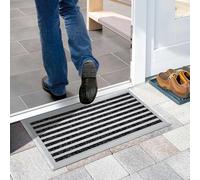 Nicoman Felpudo de Aluminio con Barrera de Suciedad, de Metal, Acanalado, con Alfombra