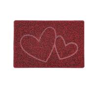 Nicoman Felpudo de Doble corazón con Forma de Relieve, Lavable a Chorro, para Uso en Interiores o Exteriores, pequeño (60 x 40 cm), Rojo con Negro