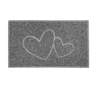 Nicoman Felpudo de Doble corazón con Forma de Relieve, Lavable a Chorro, para Uso en Interiores o Exteriores, Mediano (75 x 44 cm), Color Negro con Gris