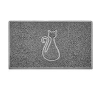 Nicoman - Felpudo de Espaguetis con Forma de Gato en Relieve (Uso Interior o Exterior Protegido), Color Gris, tamaño Mediano (75 x 44 cm)