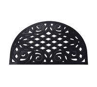Nicoman Felpudo Decorativo para Exteriores, Resistente para Drenaje, Suciedad, Porche, Goma Antideslizante, Media Luna, Negro y Negro, 75 x 44 cm