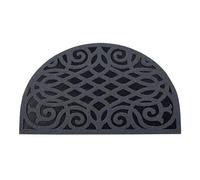 Nicoman Felpudo ecológico Antideslizante de Goma Resistente para Interiores y Exteriores, Entrada, jardín, Garaje, antifatiga (Gris, Media Luna, 75 x 44 cm)