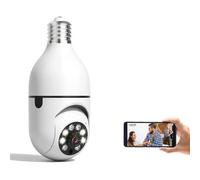 Nicoone Cámara de Seguridad inalámbrica Tipo Bombilla E27 1080P panorámica WiFi IP cámara,con micrófono y Altavoz, detección de Movimiento Interior/Exterior