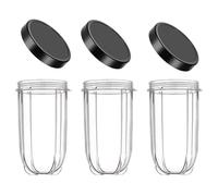 Nicoone Taza de repuesto para Magic Bullet de 250 W, 3 piezas de repuesto de 16 onzas con tapa, compatible con licuadora Magic Bullet de 250 W