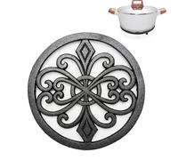 Nicoone - Trivet redondo de hierro fundido decorativo, soporte para ollas, negro, metal, hueco, para mesa de cocina, superficie de encimera, escritorio
