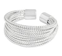 NicoWerk Anillo de plata 925 para mujer - Anillo ancho elegante de plata 925 para mujer con estructura, ajustable, SRI1004, Plata