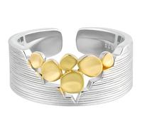 NicoWerk Anillo de plata de ley 925 para mujer, chapado en oro con estructura brillante, círculo ancho, ajustable, abierto, SRI995