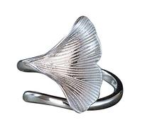 NicoWerk Anillo de plata para mujer de plata de ley 925 Anillo para mujer Ajustable con hoja de ginkgo Diseñado en Alemania Incluye caja de regalo Joyas SRI230 plata de ley 925 Sin piedra