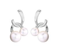 NicoWerk SOR460 - Pendientes de plata de ley 925 para mujer, brillantes, perlas blancas, elegantes, asimétricos, lisos, brillantes, Plata de ley