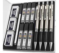 Nicpro 0.5 mm y 0.7 mm portaminas con estuche, 4 portaminas de metal, 6 tubos de minas HB, 3 gomas de borrar, 9 recambios de goma para dibujo, escritura y bocetos