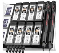 Nicpro 0,5 mm y 0,7 mm portaminas con estuche, MP2000 metal artista portaminas con 6 recambios de tubo HB 2B de plomo, goma de borrar, cuerpo resistente a la intemperie