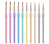 Nicpro 10 Piezas Pinceles miniaturas, Pastel Macaron, pequeño Pinceles Pintura Punta Fina en Miniatura para acrilica, óleo, Acuarela, Modelos, Pintura rupestre, Pintura por número