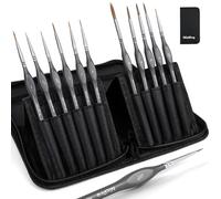 Nicpro 11 Piezas Pinceles de Pintura Miniatura Kolinsky Sable con Detalles Finos para Modelos, Acuarela, Aceite Acrílico, Cerámica, Cara, Ciudadela, Kit de Artista Fino con Soporte de Nailon