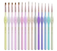 Nicpro 15 Piezas Pinceles miniaturas, Pastel estético, Pinceles Pintura de Punta Fina para Detalles, para acrilica, óleo, Acuarela, Manualidades, maquetas, miniaturas, Pintura rupestre