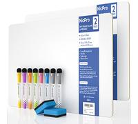 Nicpro 2 Piezas A3 Pizarra Blanca Pequeña, Pizarra de Borrado en Seco Doble Cara con 8 Bolígrafos a Base de Agua, 2 Borrador para Alumno Colegios, Oficinas