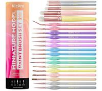 Nicpro 21 pinceles de pintura en miniatura, pincel seco, juego de pinceles estéticos pastel para pintura acrílica al óleo, acuarela, pincel seco para pintura en miniatura, pintura por números