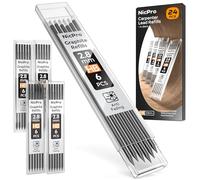 Nicpro 24 recambios de minas para portaminas de carpintero de 2,8 mm, minas resistentes a la rotura de HB para lápices de construcción, lápices para madera (negro)