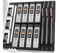 Nicpro 3 Piezas Lápices Mecánicos de 0,7 mm, Portaminas con 6 tubos Repuesto de Plomo HB, 3 Borradores, para Escritura, Dibujo, Boceto