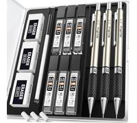 Nicpro 3 Piezas Metal Portaminas, Lápices Mecánicos Artísticos 0,5 mm, Portaminas con 6 Recambios Minas(HB), 3 Borrador, para Dibujo Redacción Escribiendo, Bocetos