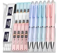 Nicpro 6 Piezas Pastel Portaminas 0,5 y 0,7 mm con 12 Tubos de Recambio de Mina HB, 3 Borradores, 9 Recambios de Borrador y Estuche, Portaminas Retráctil para la Escuela Escritura, Dibujo, Bocetos