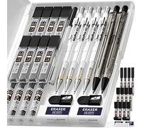 Nicpro 6 Piezas Portaminas con Estuche, Portaminas Retráctil de 0,3 y 0,5 y 0,7 y 0,9 mm y Recarga de Lápiz de 2 mm (4B 2B HB 2H) para Escritura Artística, Dibujo de Bocetos