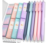 Nicpro 6 piezas Portaminas Retráctil el Plastico, Portaminas 0,5 y 0,7 y 0,9 mm con Recarga de Lápiz HB, Borradores, Estuche, Lápices Bonito para Escritura de Estudiantes, Dibujo